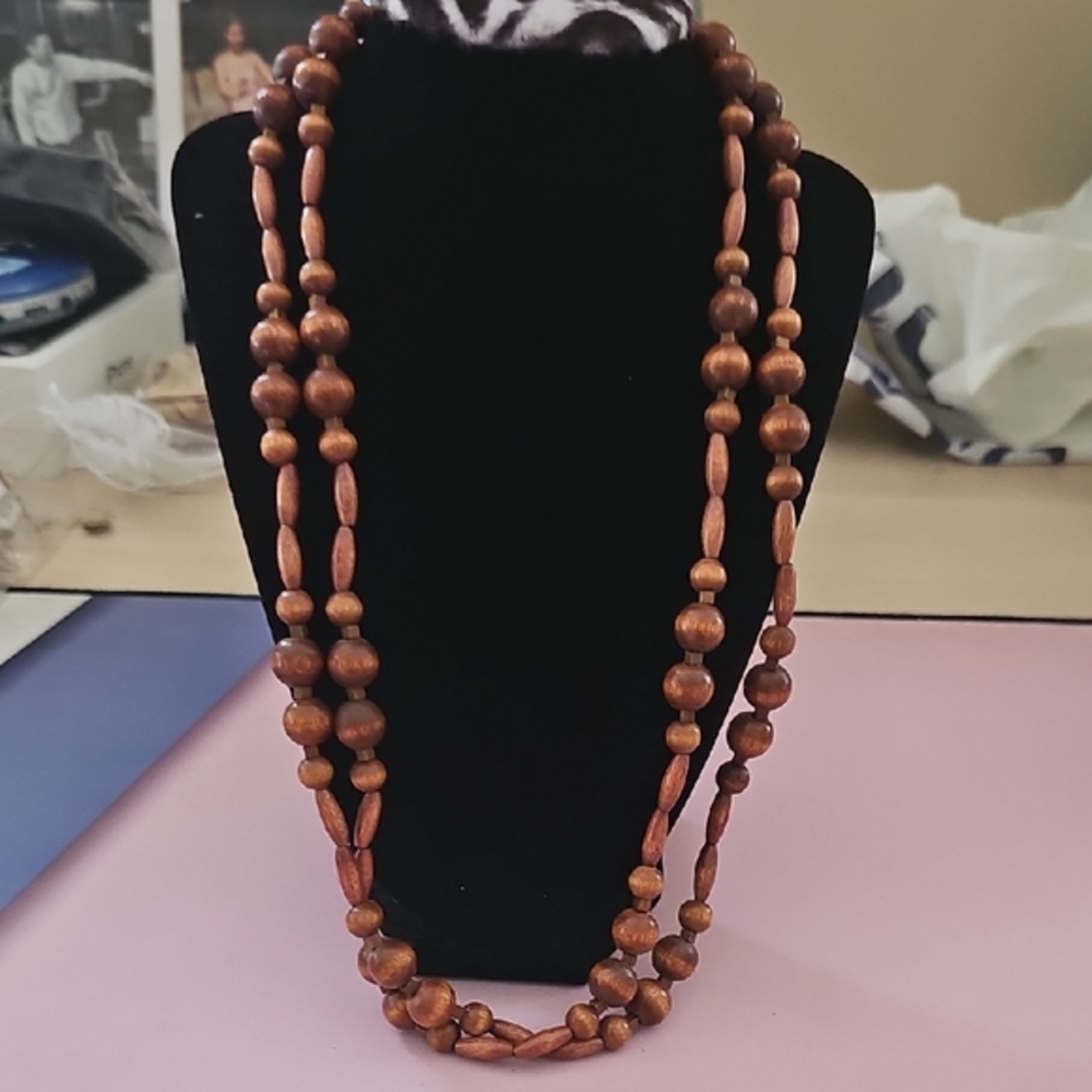 Elegant Wooden Beaded Necklace
